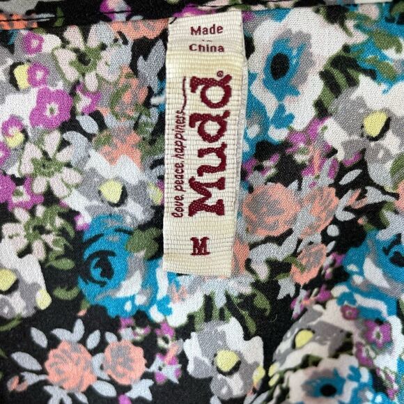 Mudd Floral Button Down Top Size M EUC - Picture 6 of 8